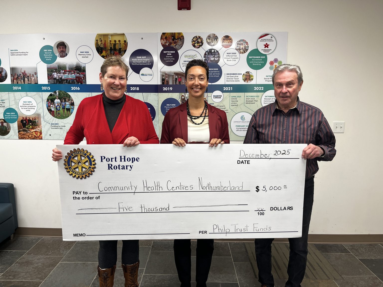 Rotary Club of Port Hope Donates $5,000 to CHCN - Community Health ...